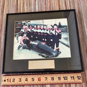 Canada Womens Bob Sleigh Team 1990-91 Framed Photo with Brass Engraving